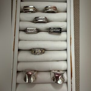 8- Rings, Two-Tone Silver and Gold Accent Women's Band Ring with Clear Stones
